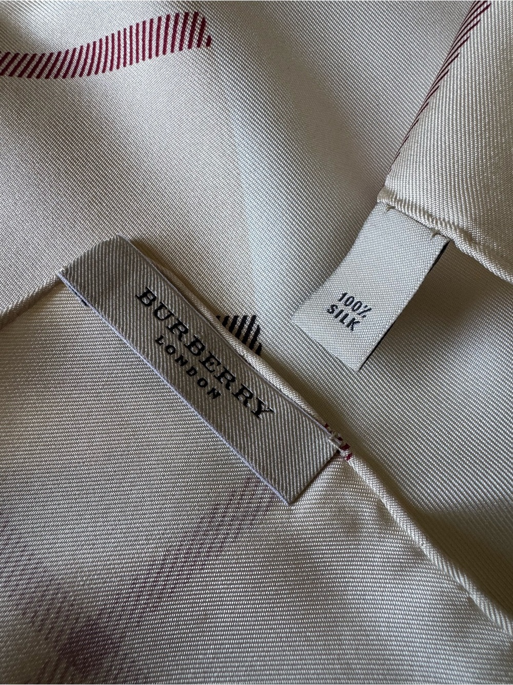 Burberry Beige Plaid Silk Square Scarf - Picture 6 of 16